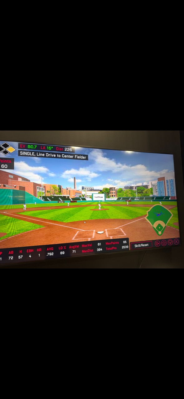 Breyer Beal HitTrax tee result from August 11, 2026 showing 80.7 MPH exit velocity